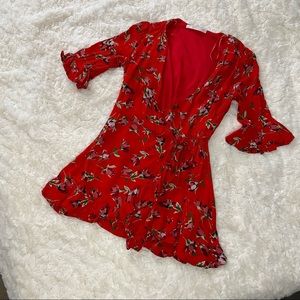 Zara Red Floral Romper Size M